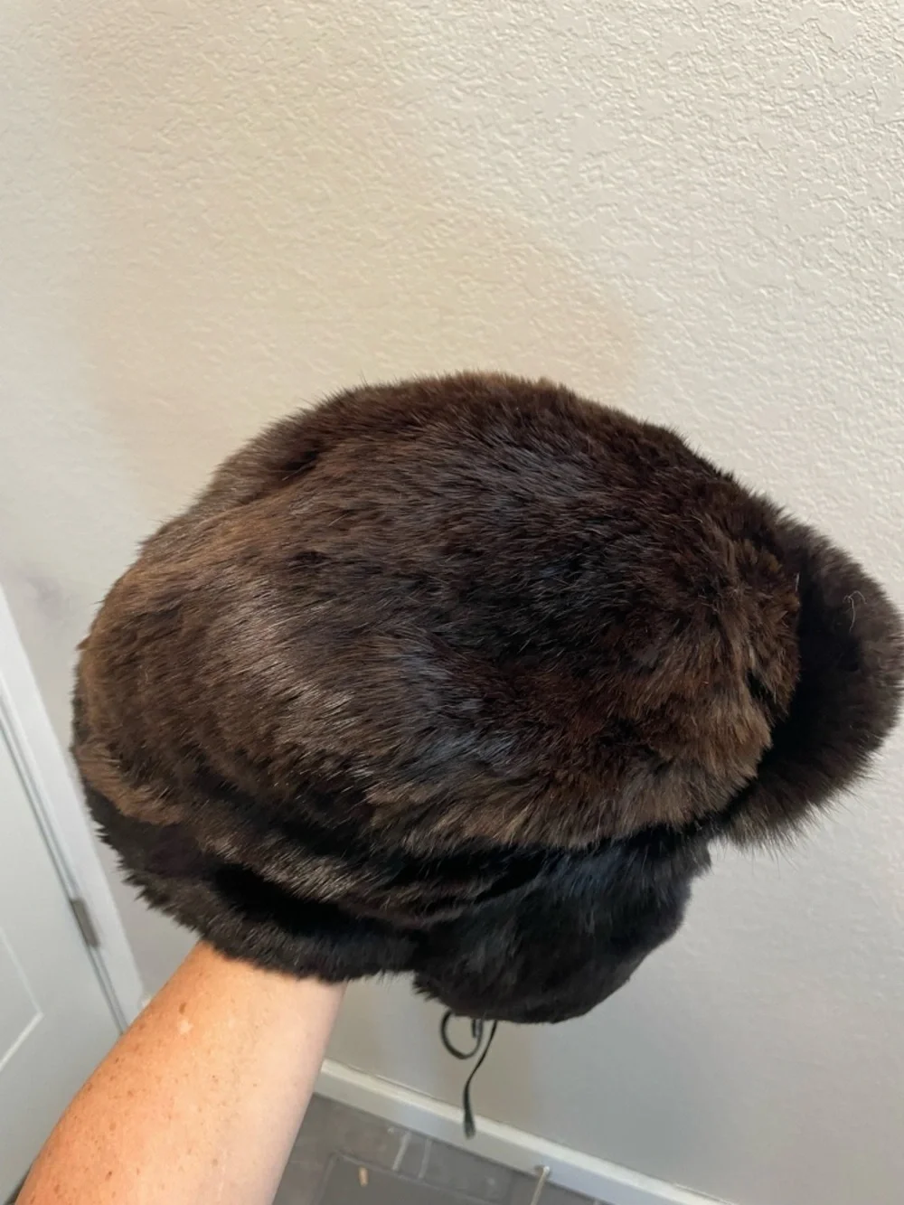 Vintage Real Fur Russian Style Hat Dark Brown Trapper Ushanka Winter Fur Hat